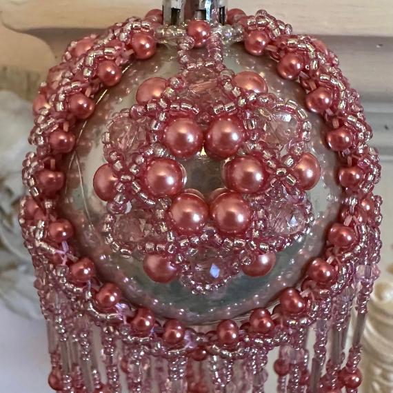 Beaded bauble ornament cover.