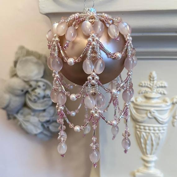 Beaded bauble ornament cover