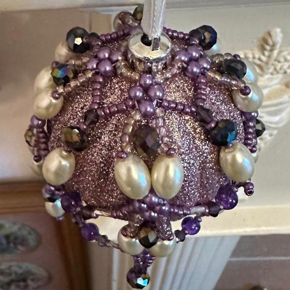 Beaded bauble Christmas tree ornament.