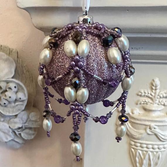 Beaded bauble ornament cover.