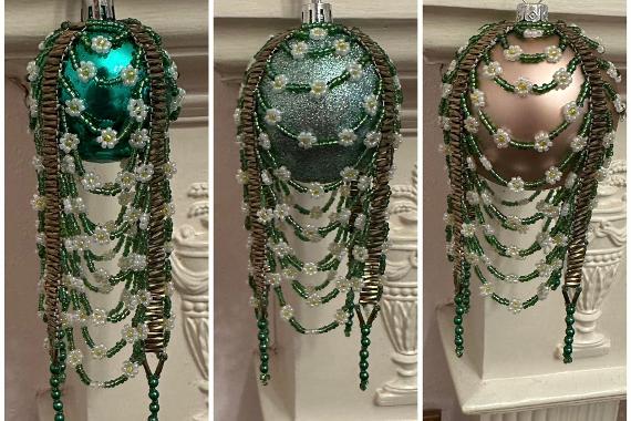 Beaded bauble ornament cover.