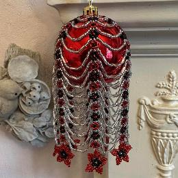 Beaded bauble Christmas tree ornament cover.