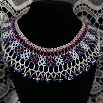 A beaded lace necklace.